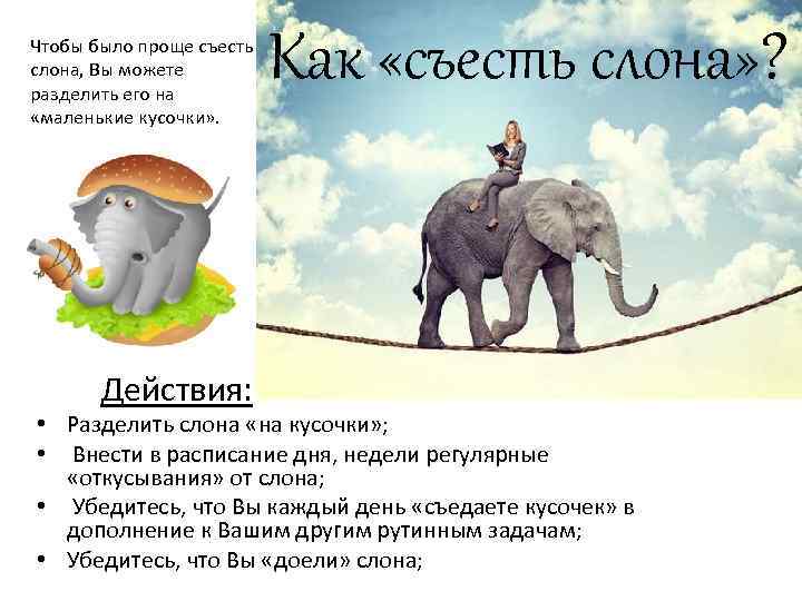 «как съесть слона»: разбейте сложную задачу на простые этапы